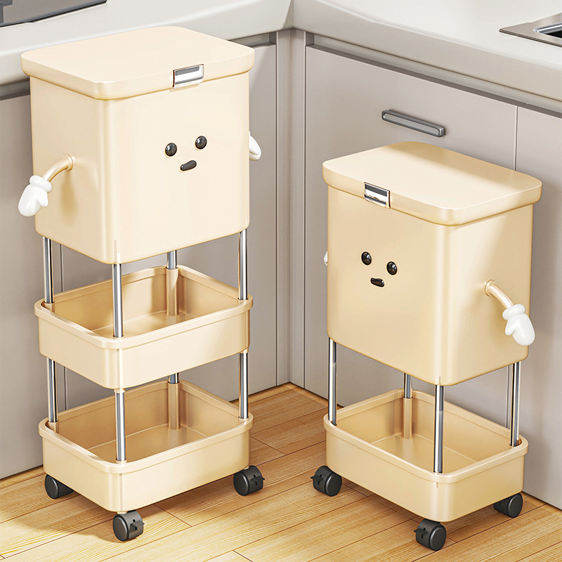 落地滚轮可移动置物架收纳神器厨房用品柜子蔬菜米桶调味品储物柜