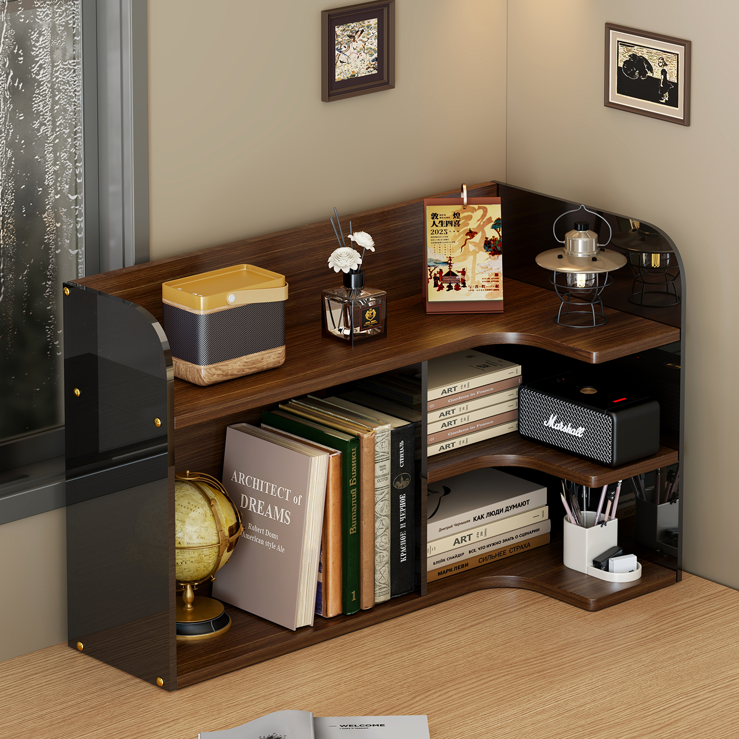 办公桌转角书架桌面置物架