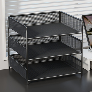 A4桌面文件架金属资料架文件框书立架档案办公桌文具用品大全置物架子多层文件收纳架办公室文件夹收纳盒书架