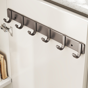 厨房收纳挂钩柜门内侧整理神器免打孔橱柜门后置物架一排厨具挂架