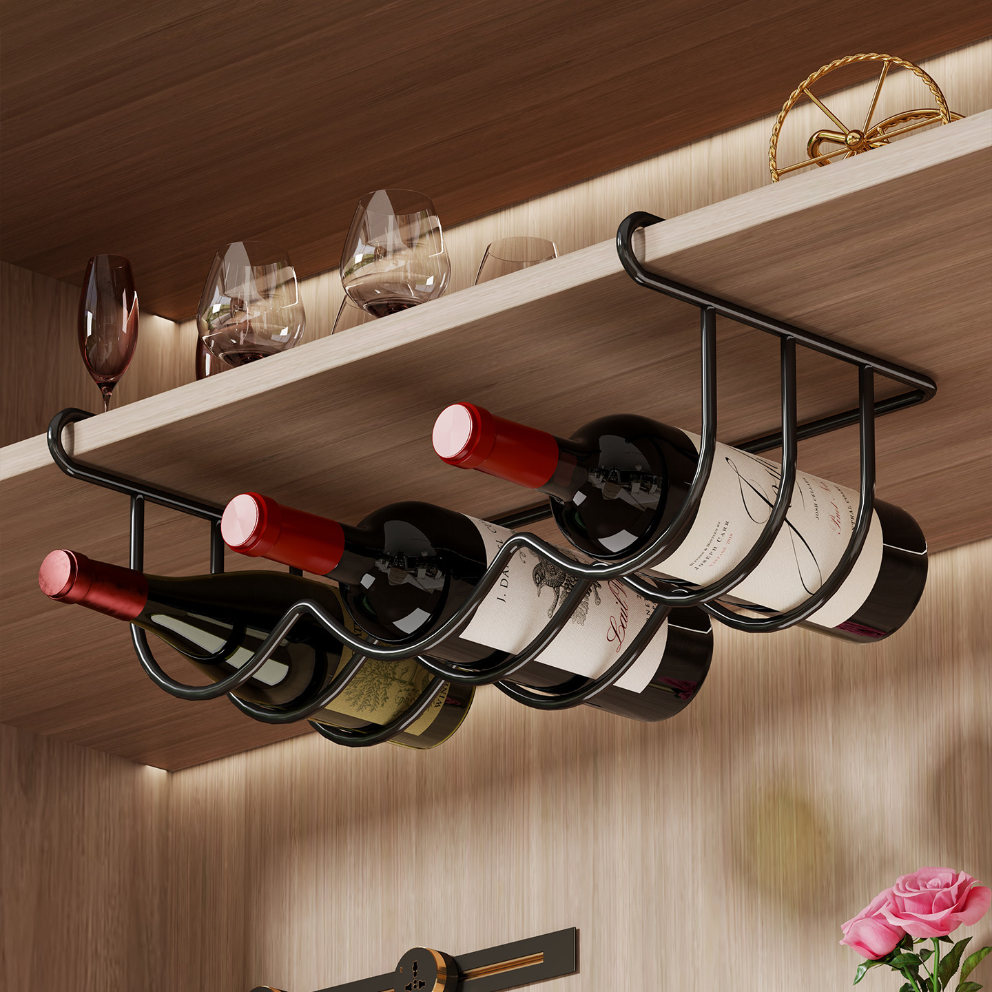 红酒架置物架轻奢悬挂倒挂式酒柜香槟葡萄酒分层挂架省空间展示架