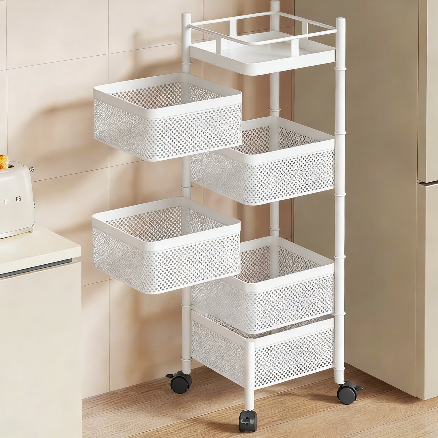 厨房置物架家用多层旋转零食箱客厅果蔬菜篮小推车落地移动收纳架,收纳整理,整理架/置物架/收纳架,淘宝优惠券,粉丝福利购,淘宝优惠卷