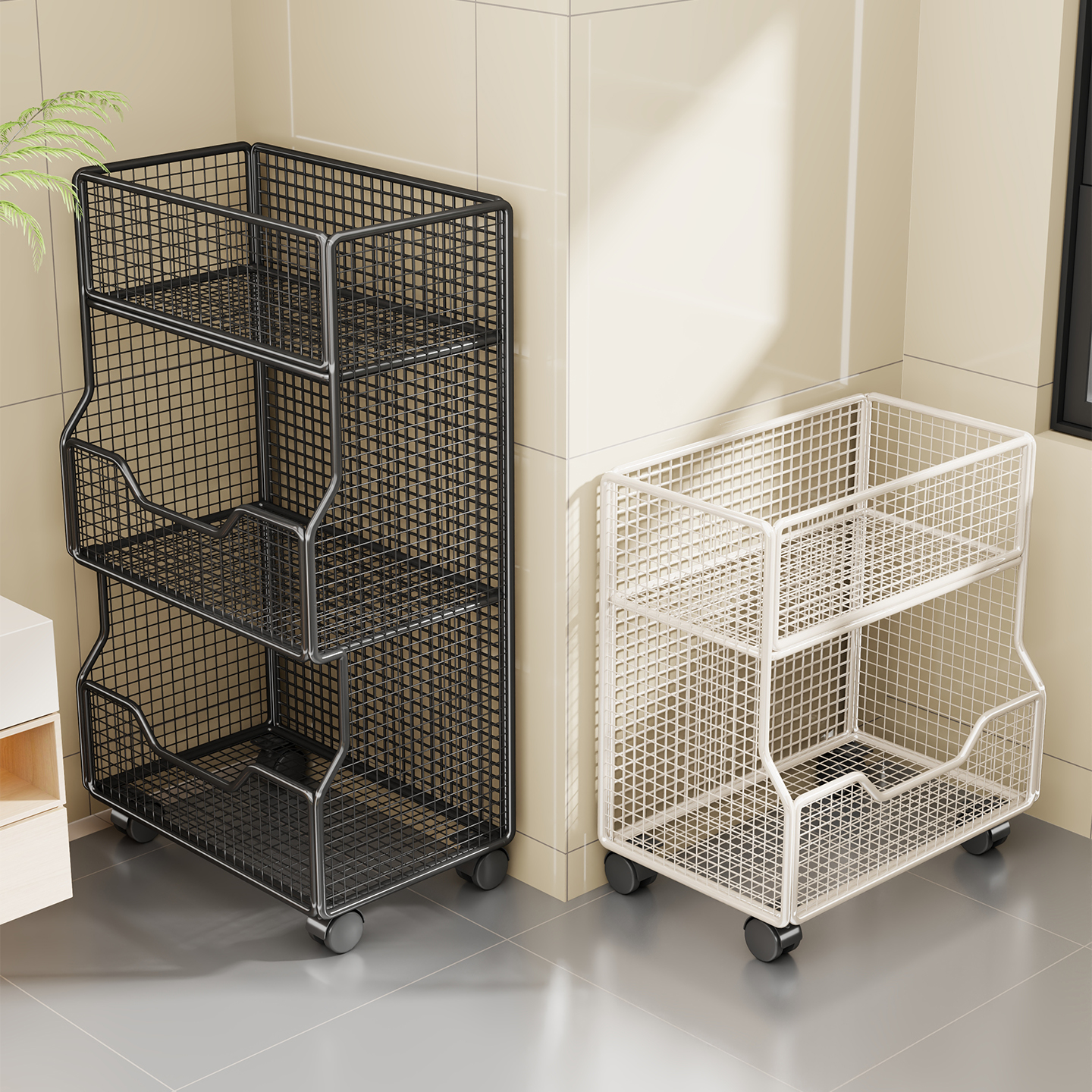 卫生间落地置物架浴室移动小推车