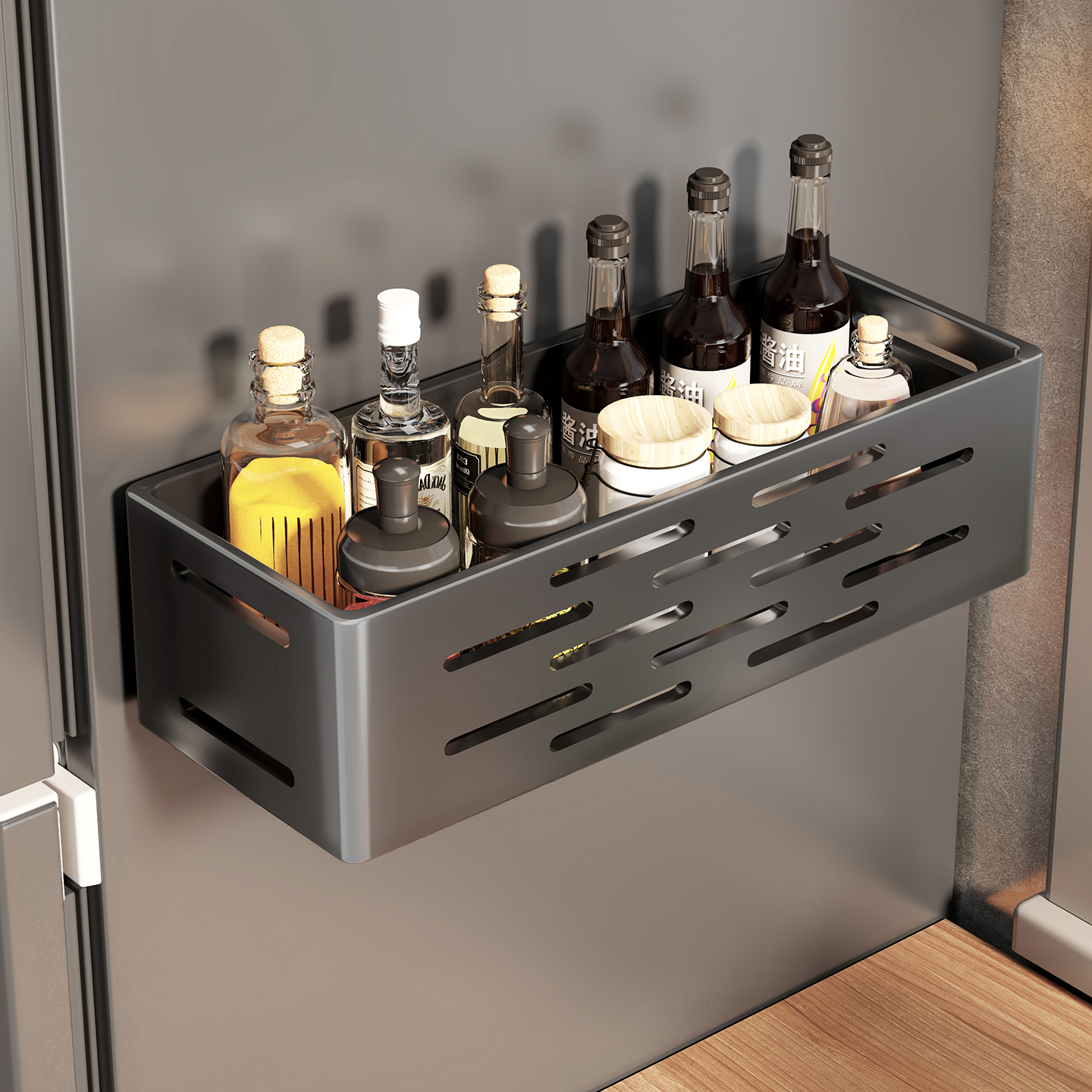 厨房磁吸置物架冰箱侧壁挂式