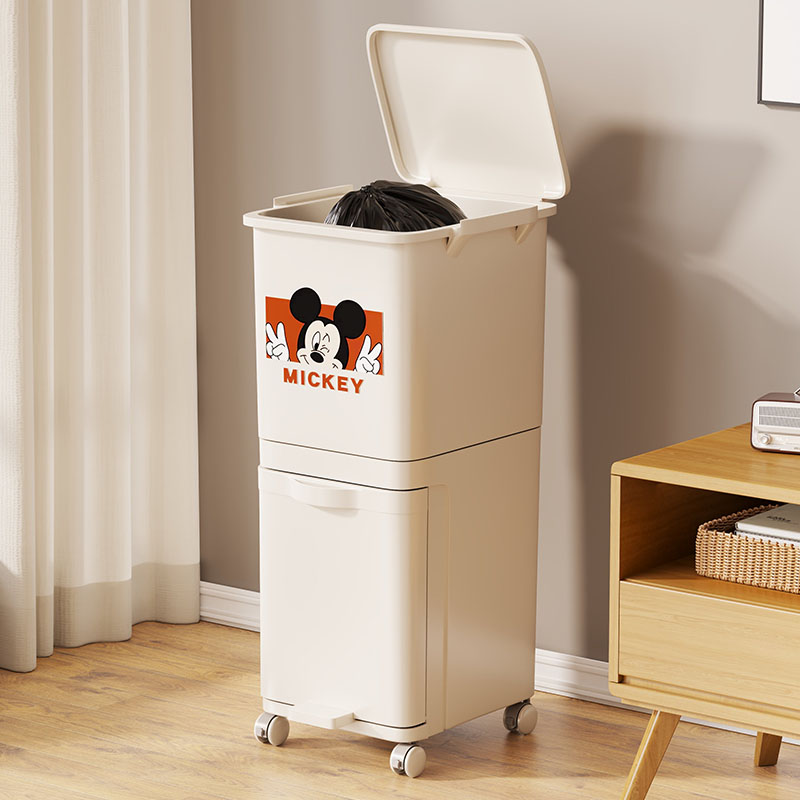 开盖式长方形大容量双筒垃圾桶