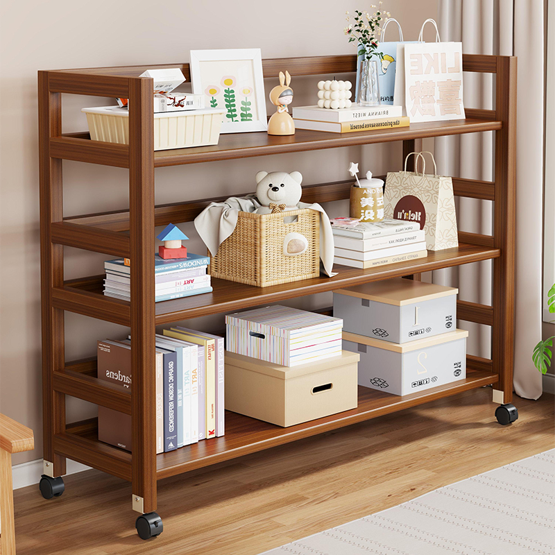 全网热销胡桃木色全实木置物架