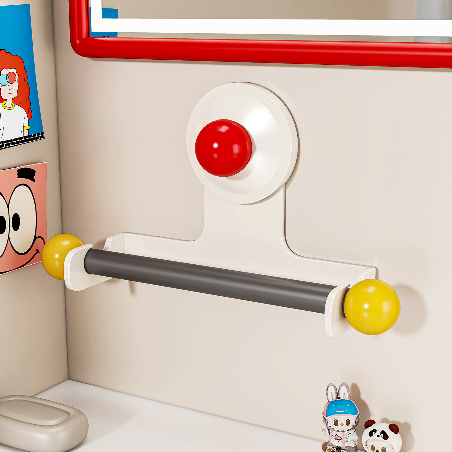 奶油风吸盘卫生间厕纸盒厕所卷纸架免打孔抽纸不锈钢壁挂式置物架