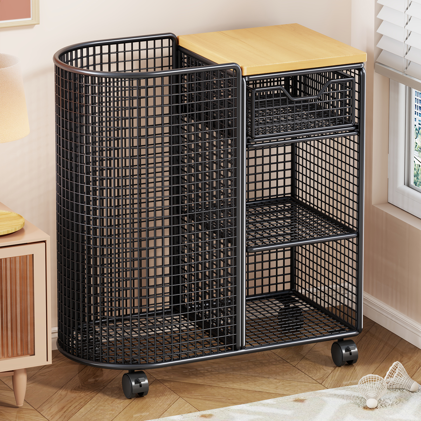 瑜伽垫收纳筐带轮可移动