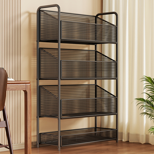 书架落地可移动多层置物架桌边书柜书本收纳架一体靠墙带轮小推车