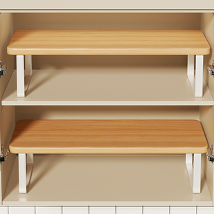 实木碗碟置物架厨房台面小电器微波炉收纳架橱柜调料锅碗架分层架