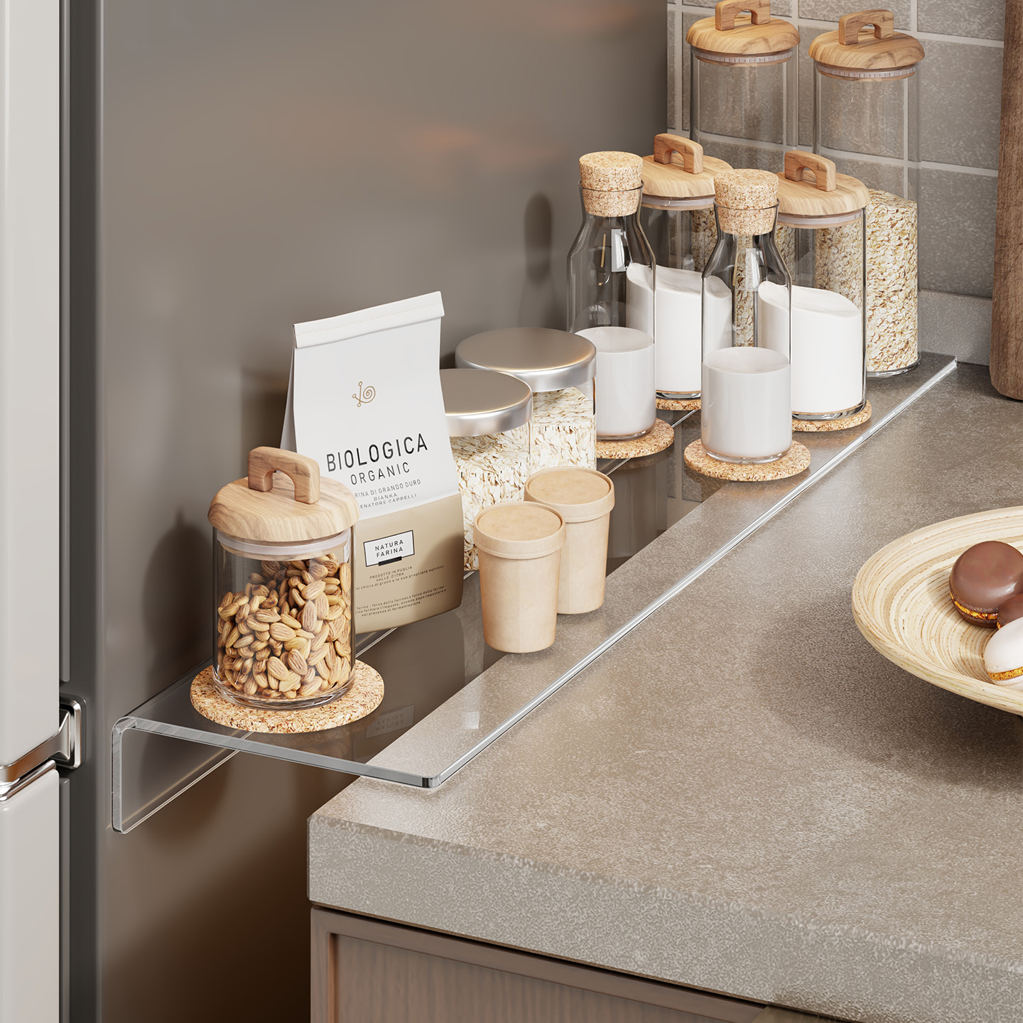 透明免打孔可置物缝隙挡板