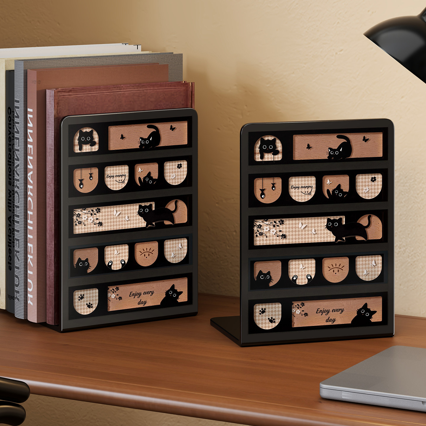 金属书立架书夹书靠书挡复古大号2片学生用放书隔板铁支架书本立架桌面伸缩收纳固定挡板办公室高颜值书架子