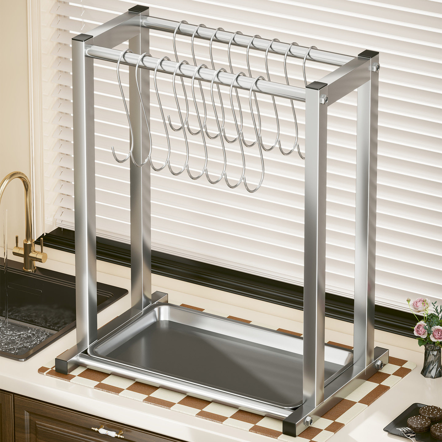 腊肉架不锈钢晾晒架家用阳台腊肠牛羊肉挂架烤鸭鸡火腿室内展示架