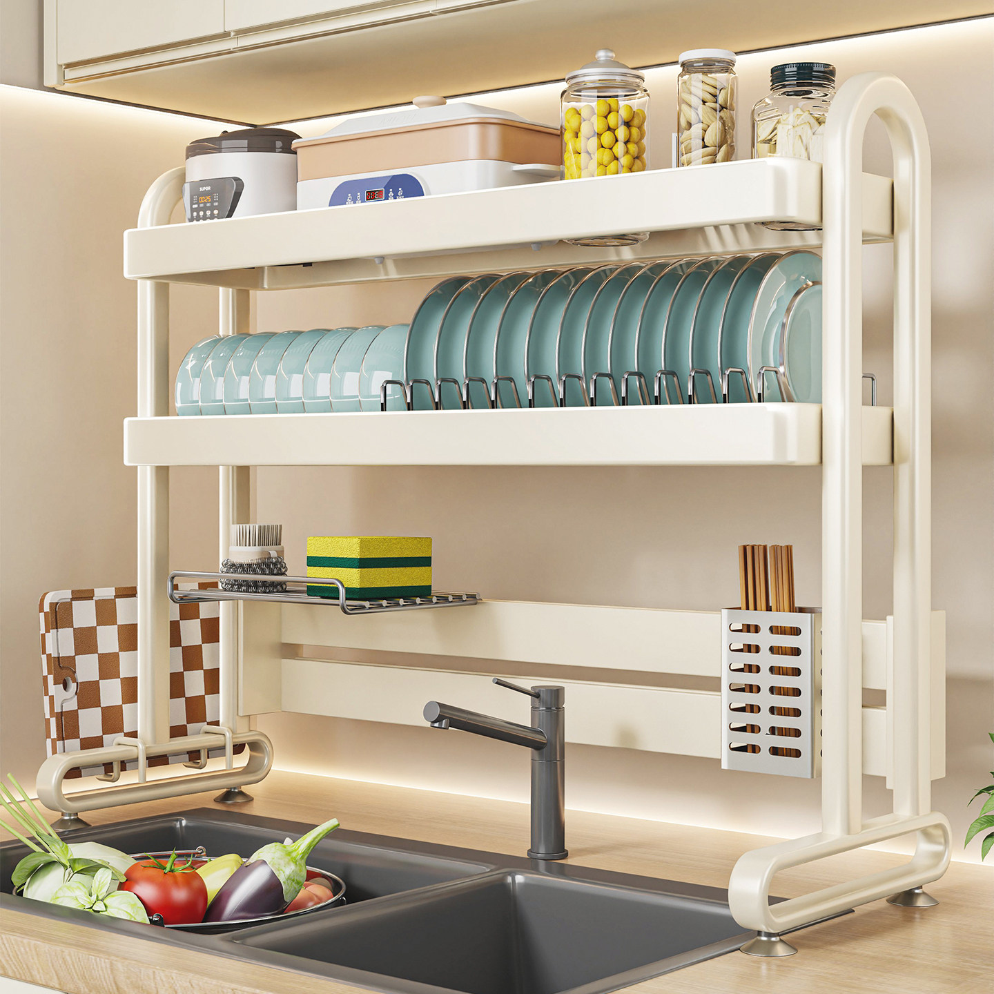 厨房水槽上方置物架放碗碟盘沥水碗架不锈钢多功能台面收纳碗筷架,厨房/烹饪用具,水槽置物架,淘宝优惠券,粉丝福利购,淘宝优惠卷
