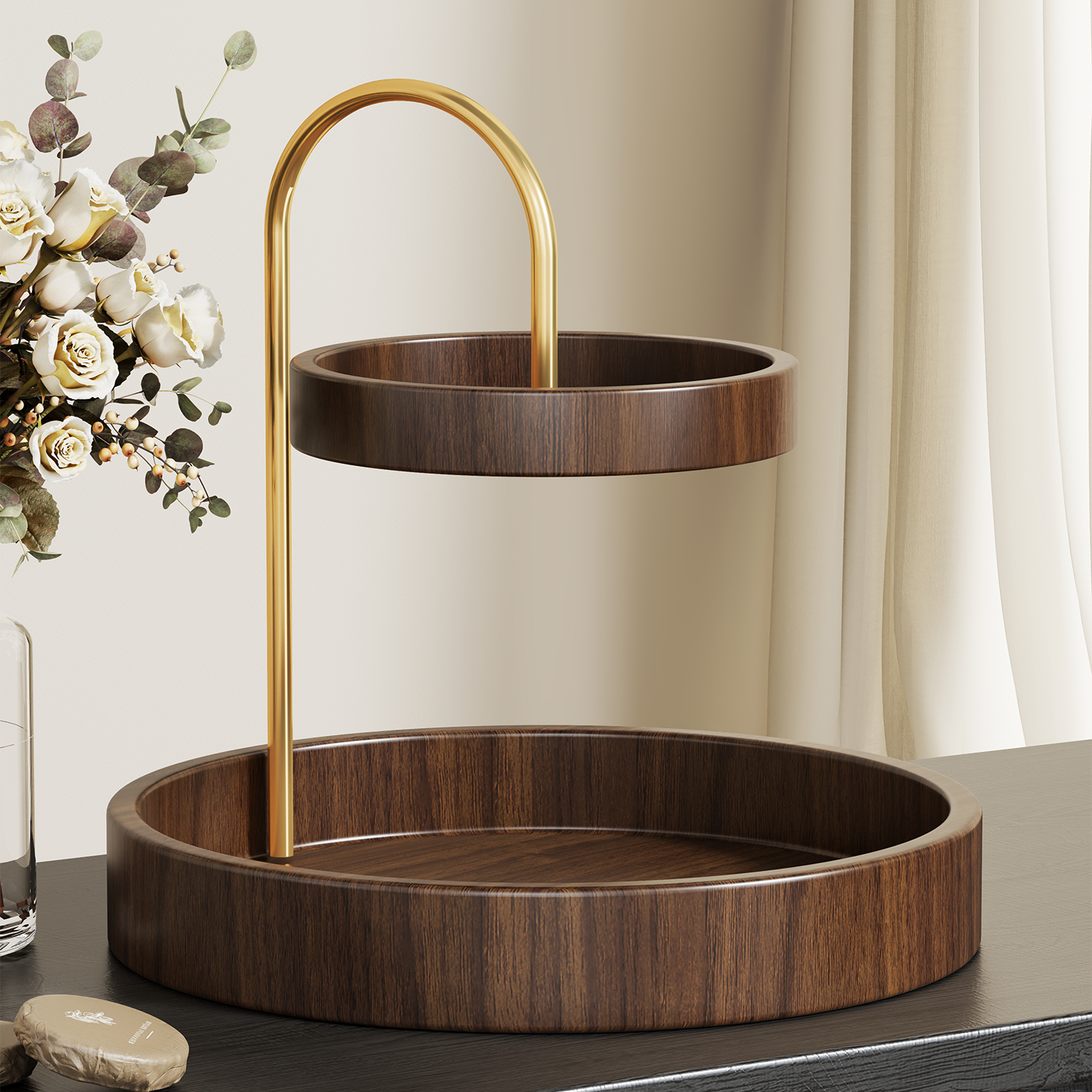 实木化妆品置物架桌面高级感