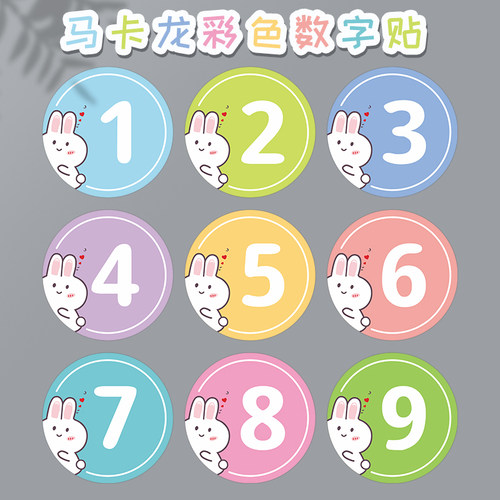 pvc彩色马卡龙号码数字贴纸序号