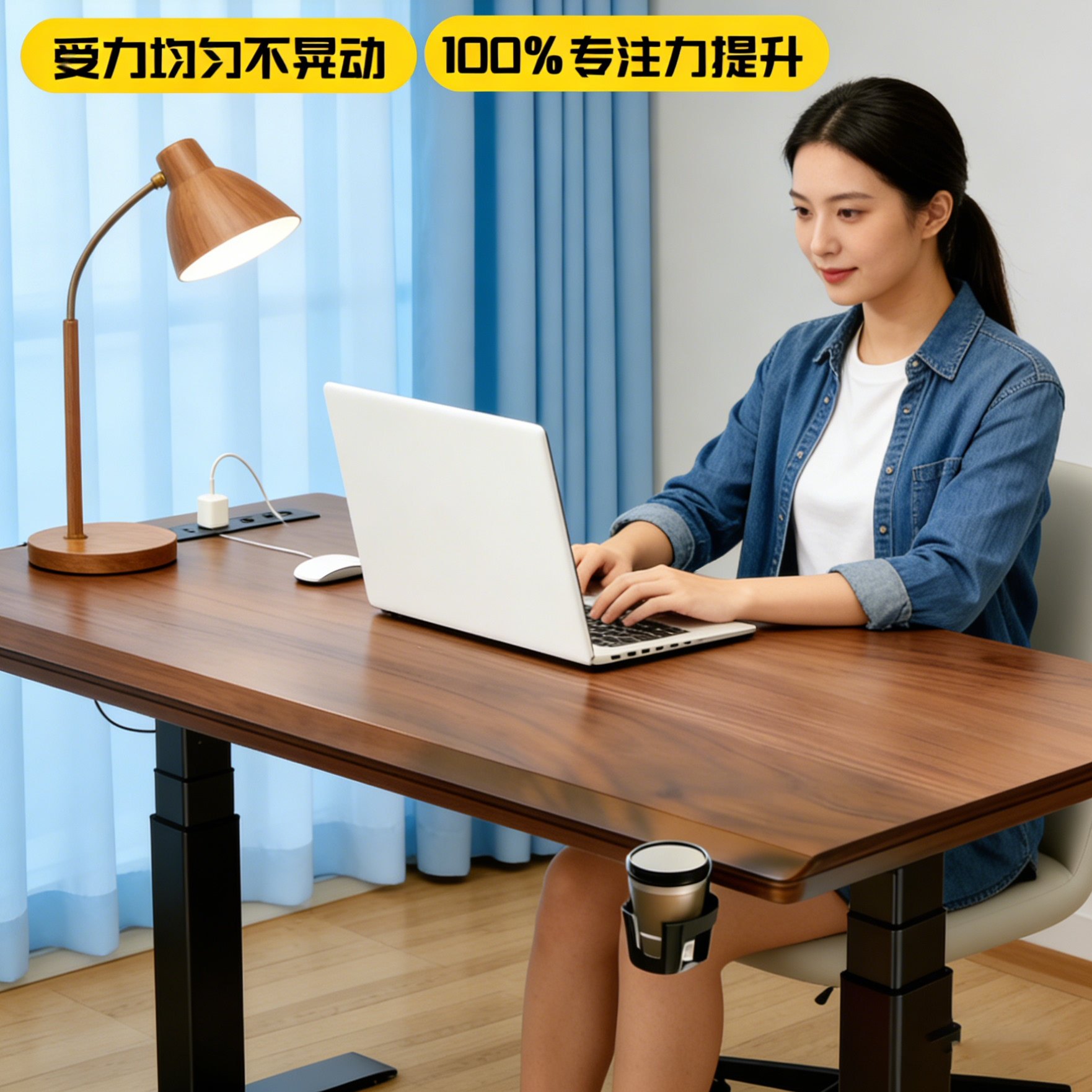 电动升降桌实木书桌电脑桌卧室家用办公电竞桌子学习工作台长方形,住宅家具,电脑桌,淘宝优惠券,粉丝福利购,淘宝优惠卷