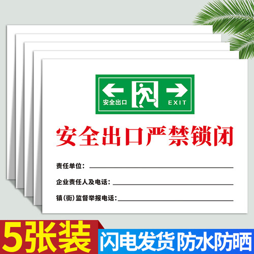 安全出口严禁锁闭标识牌警示牌