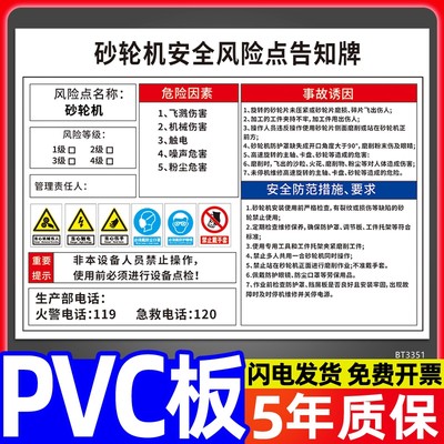 砂轮机安全风险点PVC标识牌