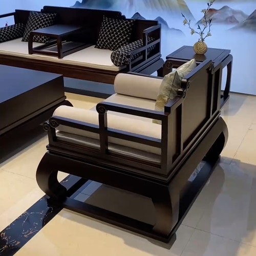 新中式乌金木沙发简约罗汉床