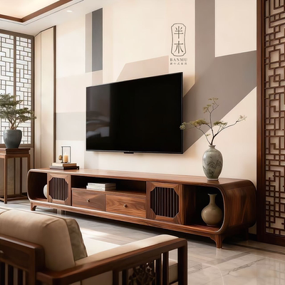 宋氏美学北美黑胡桃木电视柜家用