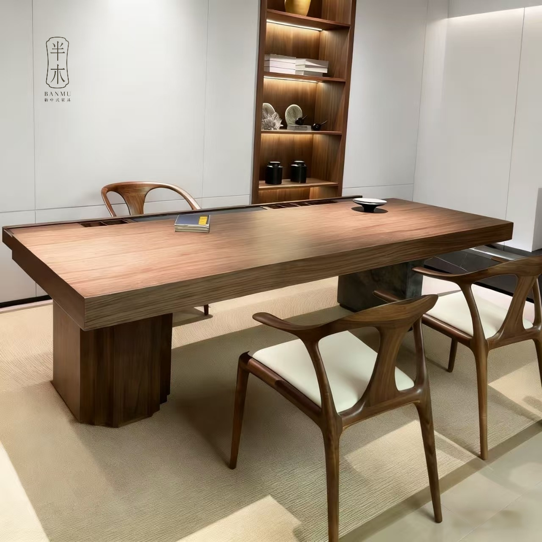 新中式北美黑胡桃木茶室茶台