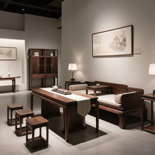 新中式黑胡桃实木高端茶桌椅组合