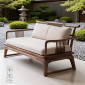 禅意新中式 罗汉床沙发中古风客厅别墅躺椅罗汉榻休闲北美黑胡桃木