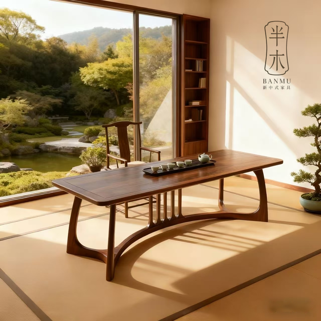 宋代禅意茶桌美学黑胡桃木泡茶台