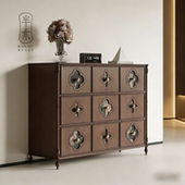 法式 客厅斗橱收纳家具卧室玄关台高端 储物九斗柜入户实木设计款