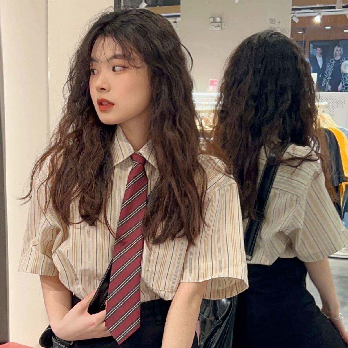 学院风港味chic条纹衬衫套装女夏季新款开叉包臀短裙气质减龄上衣
