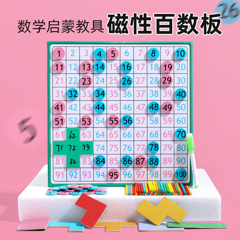 蒙氏百数板磁力数学思维教具认数字1到100磁吸幼儿童启蒙益智玩具