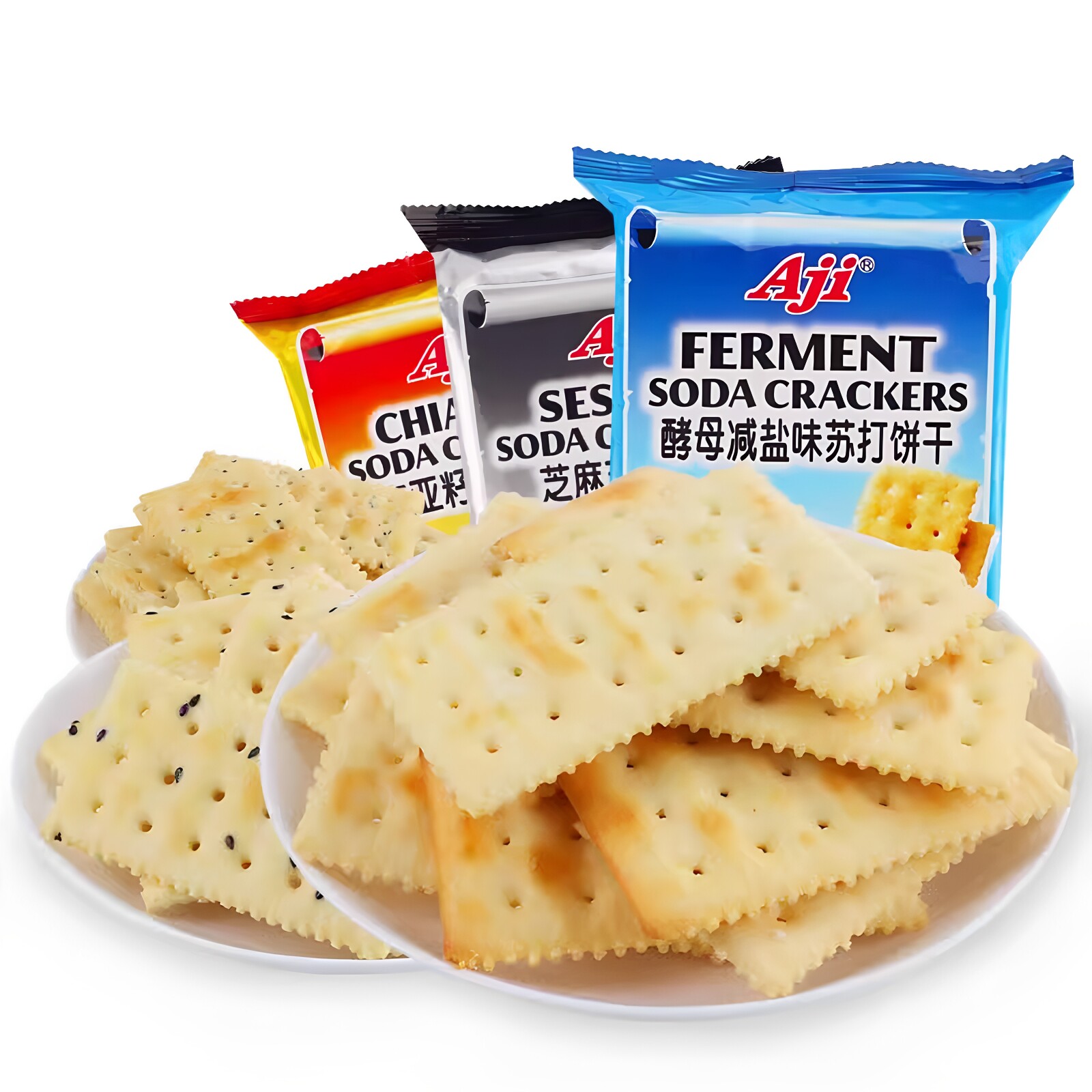 Aji酵母减盐味苏打饼干100g芝麻味早餐散装零食碱性咸味健康饼干
