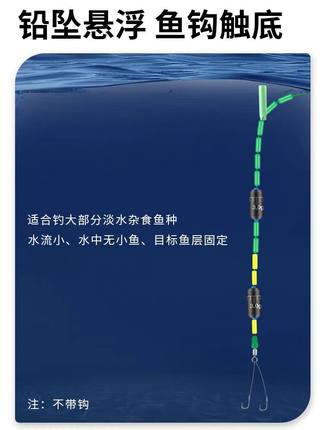 双铅线组抗走水成品主线组新型跑铅钓鱼线组套装多种钓法钓鱼主线