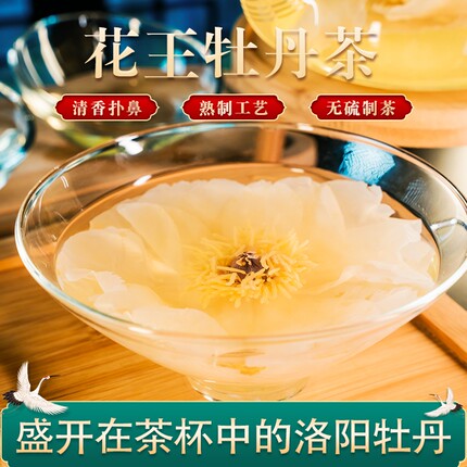 洛阳牡丹茶一朵牡丹花王牡丹整朵花网红茶社高档酒店商用拿样采购