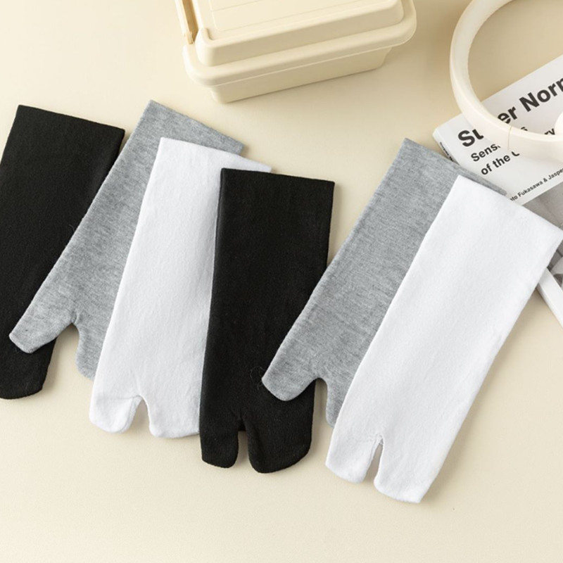 二趾袜cos休闲日式木屐纯色袜女士中筒二趾袜人字拖袜子男女通用