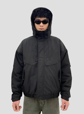 DiSi 美式连帽棉服男款加厚冬季工装外套防寒棉衣女简约情侣棉袄