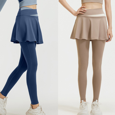 秋冬健身裙裤跑步裤高腰提臀紧身防走光遮臀假两件瑜伽裤一体速干