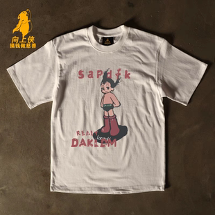 搞钱做慈善 3A260克纯棉双纱！向上侠！重磅情侣女宽松短袖T恤男