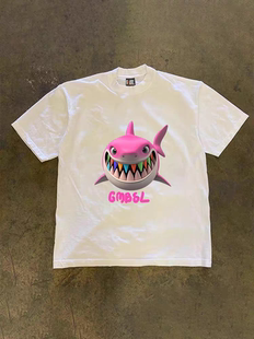 搞钱做慈善 3A260克纯棉双纱！向上侠！重磅情侣女宽松短袖T恤男