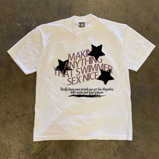 搞钱做慈善 3A260克纯棉双纱！向上侠！重磅情侣女宽松短袖T恤男