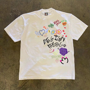 搞钱做慈善 3A260克纯棉双纱！向上侠！重磅情侣女宽松短袖T恤男