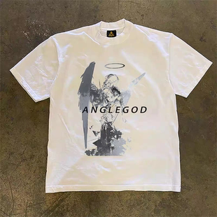 搞钱做慈善 3A260克纯棉双纱！向上侠！重磅情侣女宽松短袖T恤男