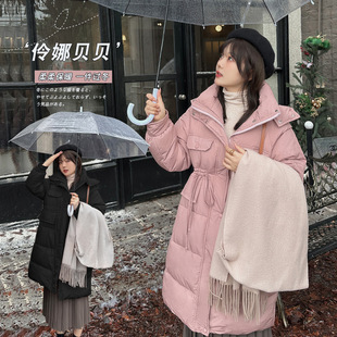 大码韩版中长款保暖棉服设计感胖mm简约宽松棉外套女