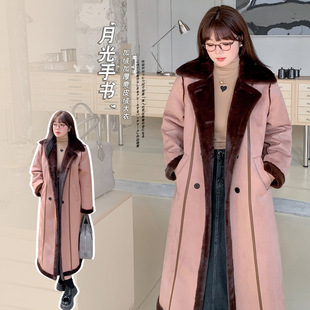 韩版通勤风加绒加厚防风大衣胖MM个性气质时髦中长款外套