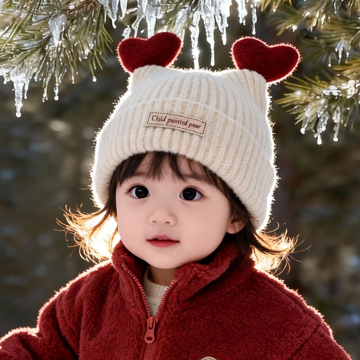 韩版爱心儿童帽子秋冬季保暖加厚针织套头帽男女宝宝护耳毛线帽潮,童装/婴儿装/亲子装,帽子,淘宝优惠券,粉丝福利购,淘宝优惠卷