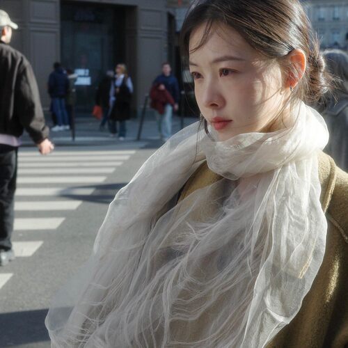 三层桑蚕丝长条丝巾女款春夏氛围感防晒披肩冬季轻薄飘逸百搭围巾