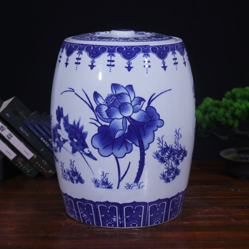 陶瓷50斤米缸青花30斤米桶面粉缸
