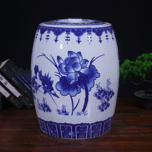 陶瓷50斤米缸青花30斤米桶面粉缸