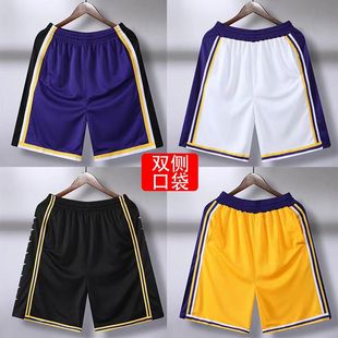 湖人队勇士队短裤透气速干宽松篮球运动夏季五分裤适合健身跑步裤